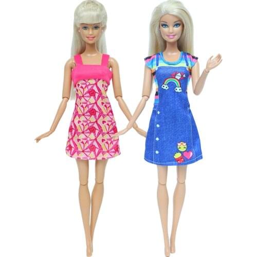 2 x Doll Clothes Fashion Dress High Quality Daily Wear Skirt Party Clothes for Barbie Doll Accessories Lovely Girl Kids Toy