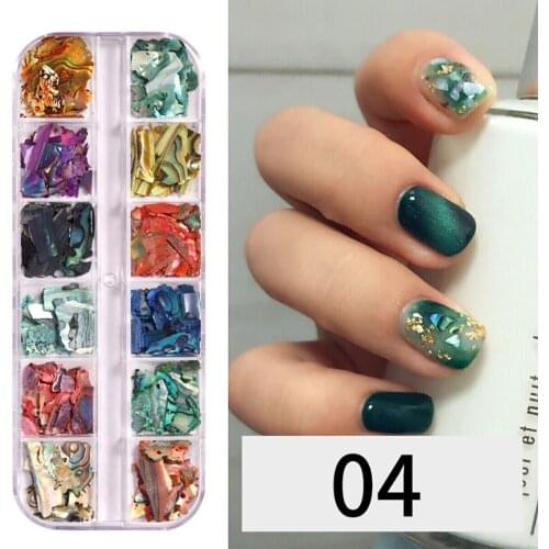 3D Nail Art Decorations 1Box Natural Sea-shell Abalon Silces Gradient Crushed Stone 3D Nail Art Decoration M#22