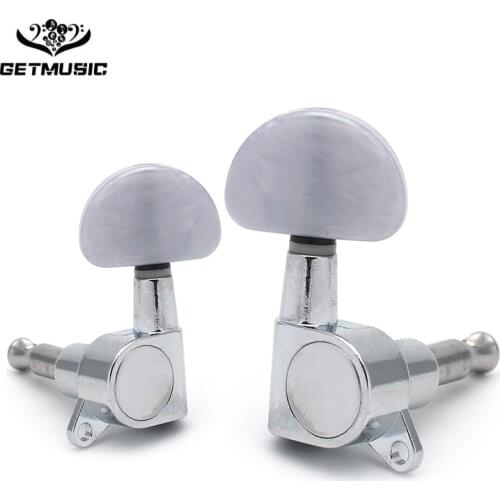 6 pcs Guitar String Tuning Pegs Key Tuner Machine Head with White Pearl for Electric Guitar Chrome