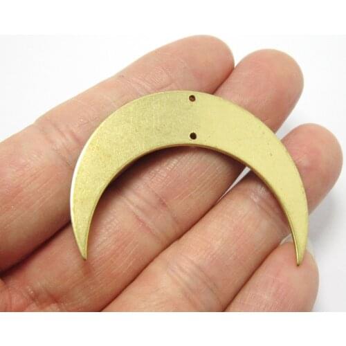 Brass moon pendant 46x35x1mm Crescent raw brass connector Earrings charms -5pcs R1232