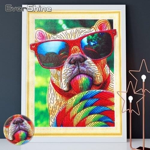EverShine Diamond Painting Cross Stitch Dog Special Shape Partial Display Diamond Embroidery Animals Diamond Mosaic Home Decor