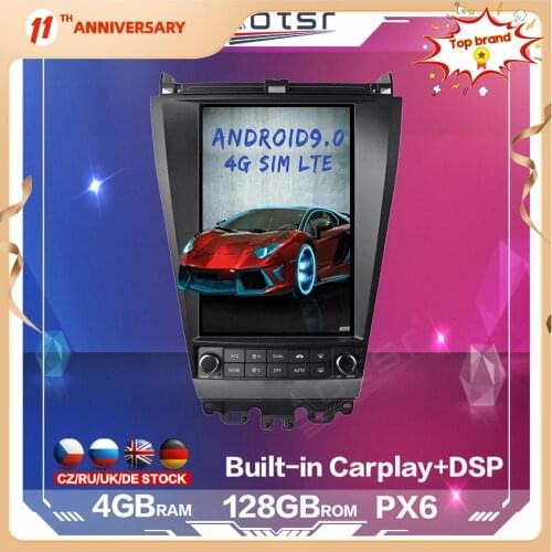 128GB Tesla Screen Android Car Radio For Honda Accord 2003 - 2007 Car Multimedia Player GPS Navigation Stereo DSP Carplay 4G SIM