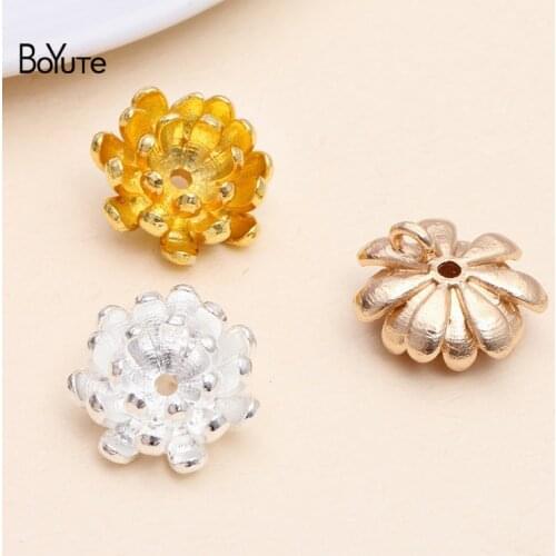 BoYuTe Wholesale (20 Pieces/Lot) Metal Alloy 19*7.5MM Flower Charms Bead Caps Diy Hand Made Jewelry Findings Components