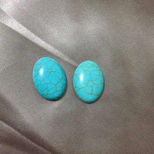 18x25mm No Hole Beads Synthetic Blue Turquoises Stone Howlite Cabochon Jewelry Accessories Cabochon DIY Making for Ring Pendants