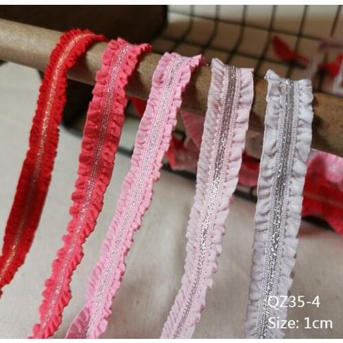 1M Elastic Pleated Guipure Loves Lace Trim Ribbon Silver Lace Fabric Gold Lace Sewing Clothes Elastic Ribbon Craft Supplies QZ35