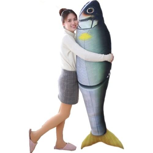 Fancytrader 71'' Giant Creative Simulation Fish Cushion Big Stuffed Fish Plush Toy Doll Sleeping Pillow Gift Home Deco 180cm