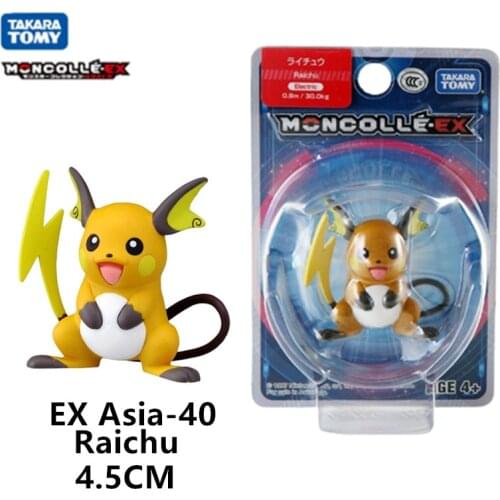 Takara Tomy EX Asia-40 Genuine Pokemon 4.5cm Anime Figure Raichu Model Toys Kids Collection Decoration Pikachu Dolls Toy Gift