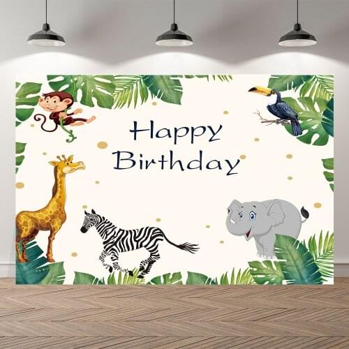 Seekpro Photography Background kids baby shower Happy birthday party cartoon animals party Backdrop Photo Photocall