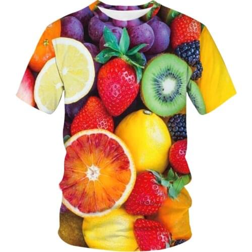 Novelty Fruits Food 3D T-Shirt Men Candy Printed Hip Hop Round Neck Short Sleeve Men/Women T-Shirt Top Wholesale