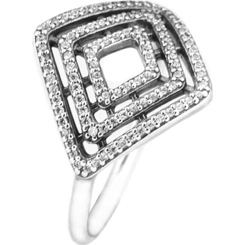 Geometric Lines Rings 925 Sterling Silver Clear CZ Wedding Engagement Rings for Women plata de ley 925 Jewellery
