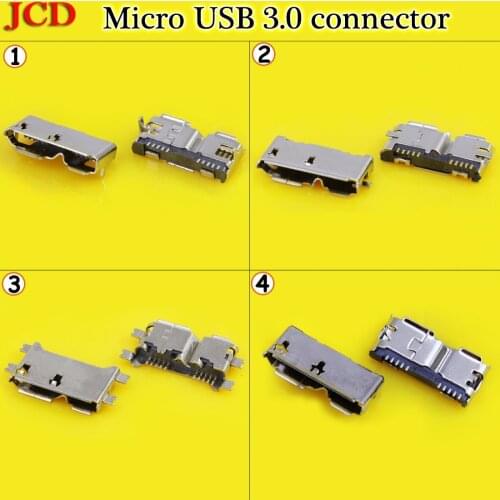 JCD Micro USB 3.0 10P female connector SMT/DIP/ Vertical USB socket for laptop phone Micro USB 3.0 B Type DIP Female 10 pin