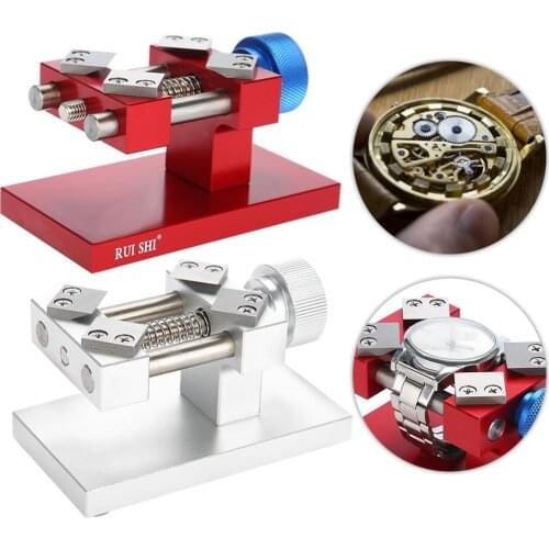 Professional Watch Bezel Opener Removal Tools Workbench Back Case Opener Tool Watch Parts Repair Tool for Watchmaker Red /Silver