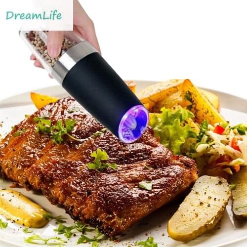 Electric Pepper Spice Grinder Automatic Creative LED Electric Black Salt Ceramic Mill Seasoning Spice Grinder Kitchen Gadget New