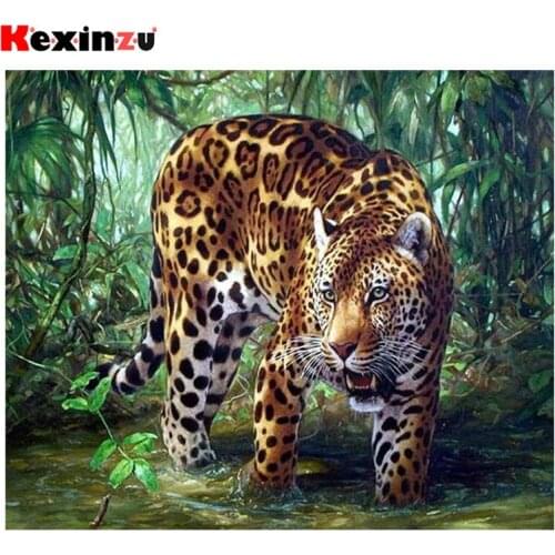 Kexinzu 5d Full DIY Square Diamond Painting Cross Stitch Animal Leopard 3d Round Embroidery Mosaic Resin Home Decor Gifts k602