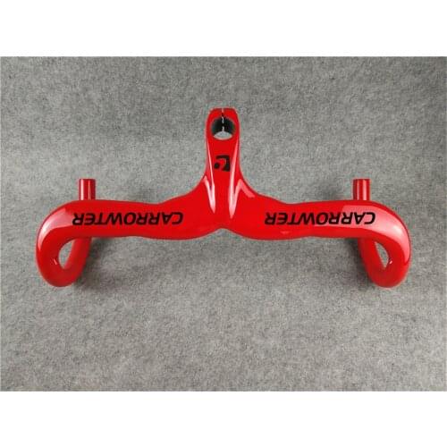 Red with Black Logo CARROWTER carbon Handlebar Road Bike 28.6mm 400 420 440*90 100 110 120mm for Your Selection