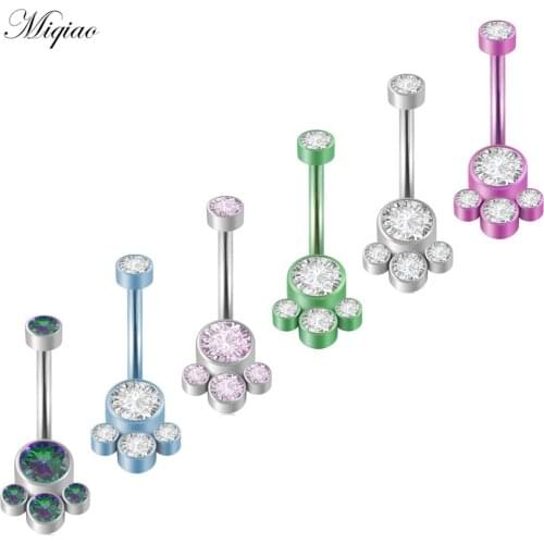 Miqiao 1pcs Fashionable Personality Multicolor Bear Palm Shape Navel Nail Piercing Jewelry