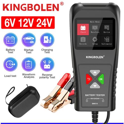 BM510 Battery Tester 2.8" Car 6V 12V 24V Battery Analyzer Multimeter Cranking Charging Ripple BM-510