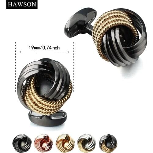 HAWSON Formal Simple Twist Flower Cuff links for Male Cooperation Occasions Cufflinks High Quality Button with Gift Box