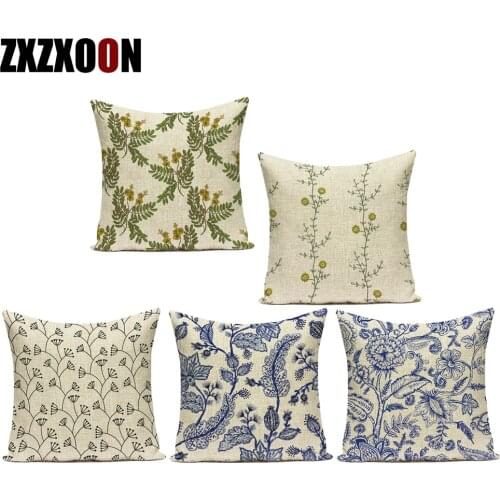 Pillow Case Farmhouse Home Decor Flower Floral Polyester Square Seat Cushion Cover Pillowcase for Living Room Sofa Car