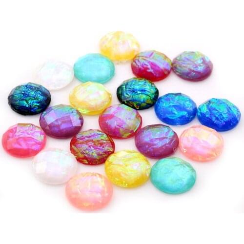 New Fashion 40pcs 12mm Mix Colors Built-in metal foil Flat back Resin Cabochons Cameo