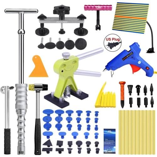 PDR Tools Dent Puller Kit LED Line Board Removal Car Dent Set with 10pcs Glue Sticker Glue Gun 9 Heads Tap Down Pen for Auto