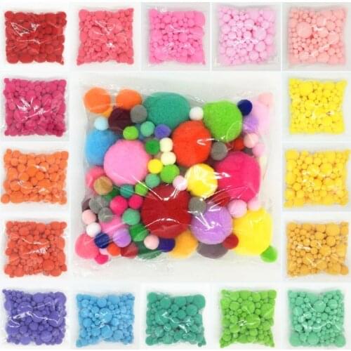 20g Mix Size Pom Poms 8/10/15/20/25/30mm DIY Handcraft Soft Fur Flush Ball Pompones Festival Celebration Decoration Accessories