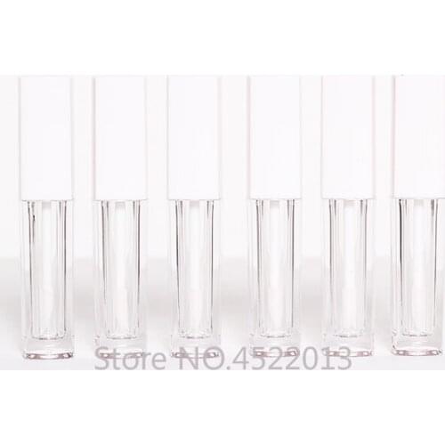 3ml 10/30/50pcs/lot Empty Clear Aquare Lip Gloss Tube,DIY Portable White Lid Cosmetic Bottle,refillable Makeup Container Package