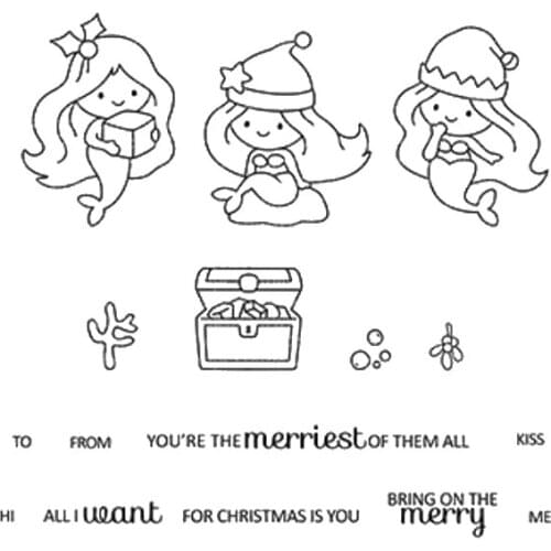 Christmas mermaid Transparent Clear Silicone Stamp/Seal for DIY scrapbooking/photo album Decorative clear stamp sheets A2103