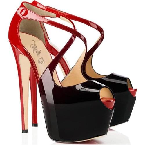 New high-heeled sandals womens shoes fish mouth waterproof platform gradient color with hate sky high multi-color 34--46