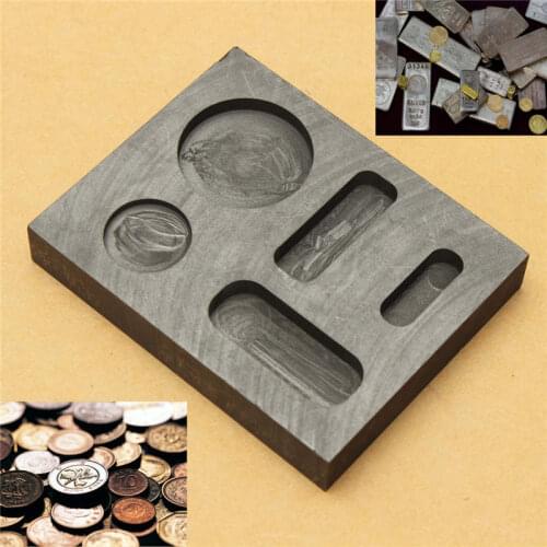 1OZ GOLD Crucible Graphite Ingot Bar Round Coin Combo Melting Metal Bar Molds Melting Ingot Casting Refining Scrap Tool Parts