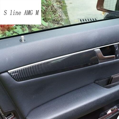 Car styling Carbon fiber Auto Handle panel Cover Trim Door Bowl Sticker Trim for Mercedes Benz C Class W204 Interior Accessories