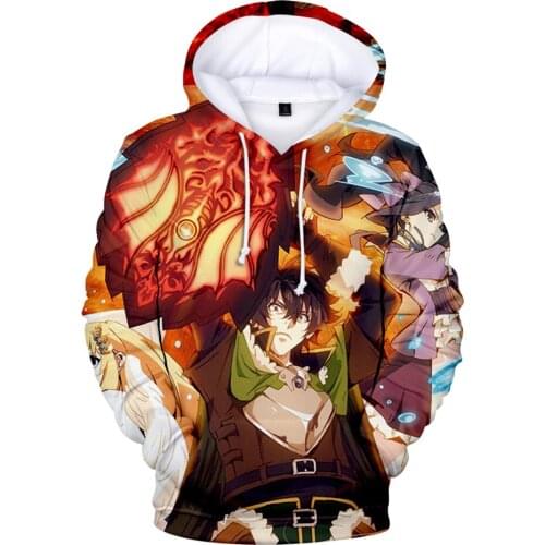 New hot 3D Anime The Rising Of The Shield Hero Hoodies Boys/girls Spring Autumn Hoodie Cartoon Long Sleeve s ren Clothes Top