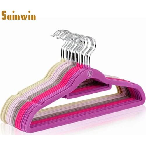 Sainwin 20pcs/lot 42cm Hangers For Clothes Quality Eco-friendly Flock Printing Magic Hanger Slip-resistant Hangers Clothes Rack