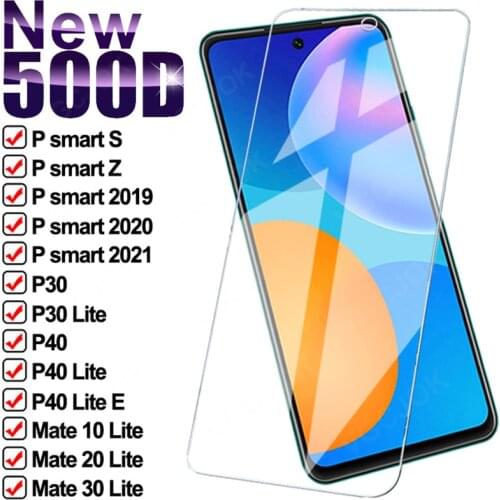 500D Protective Glass For Huawei P smart 2020 2021 P30 P40 Lite E Psmart S Z Screen Protector Mate 10 20 30 Lite Tempered Glass