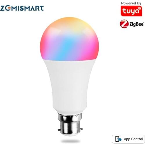 Zemismart Tuya Zigbee Smart LED Light Bulb B22 Dimmable RGBCW 7W Decorative Light Smartthings 600-650lm Alexa Google Home