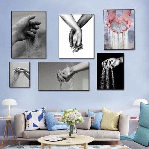 Modern Style Canvas Painting Romantic Hand In Hand Pictures Holding Sand Poster and Print for Living Rooms Bedrooms Wall Decorat