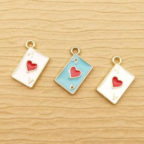 10pcs 8x15mm enamel poker charm for jewelry making earring pendant necklace and bracelet charm