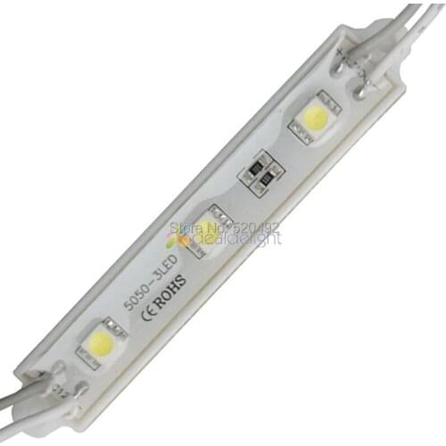 100pcs Super Bright DC 12V 3 Leds 5050 SMD Cool White Waterproof LED Module Light Lamp Free Shipping