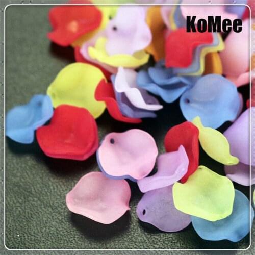 15mm Acrylic Leaf Petal Beads Findings 500pcs/lot Colorful Frosted Acrylic Charm Spacer Beads Handmade Crafts Accessories