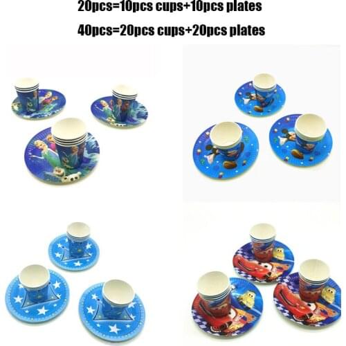 20Pcs Toy Story Moana Cars Party Set Tableware Paper 10pc Plates+10pc Cups For Kid Birthday Party Decoration party Supplies