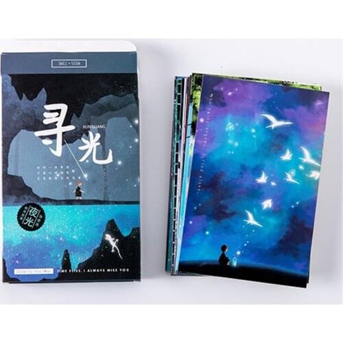 30pcs/pack Carton Noctilucous Greeting Card Postcards Birthday Bussiness Gift cards set message card