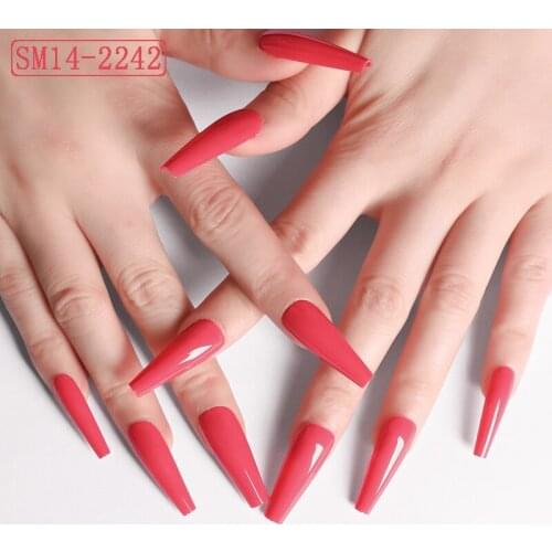 5 Sets Press On Nails Super Long Ballerina False Nails Wearable Coffin Fake Nails Full Cover Artificial Nail Art Decoration Tips