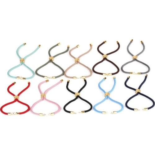 5pcs Various Color Rope Twist Nylon Thread With Gold Color Tree Of Life Flexible Clasp Charm Cord For Bracelet Jewelry Wholesale