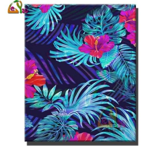 5d Diy Diamond Painting Green Tropical Leaf pattern Cross Stitch Diamond Embroidery Full Display Diamond Mosaic Home Decoration