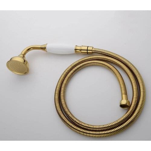 Free shipping NEW Traditional Victorian Handheld Shower Head Handset with Ceramic Handle Gold 03-028