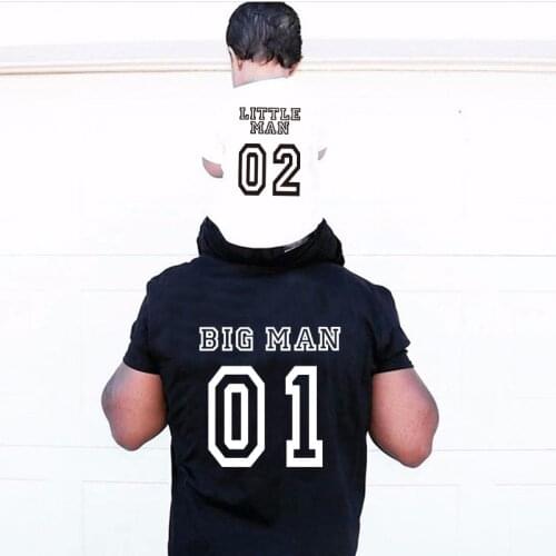 BIG MAN LITTLE MAN Family Matching Outfits Daddy Mom Kids T-shirt Baby Bodysuit Family Look Father Son Clothes Fathers Day Gift