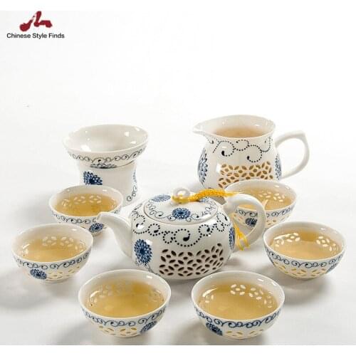 Tea Set Drinkware Coffee And Tea Sets,blue-and-white Ceramic Teapot Kettle Gaiwan Tea Cup For Puer Chinese Kung Fu Tea Set