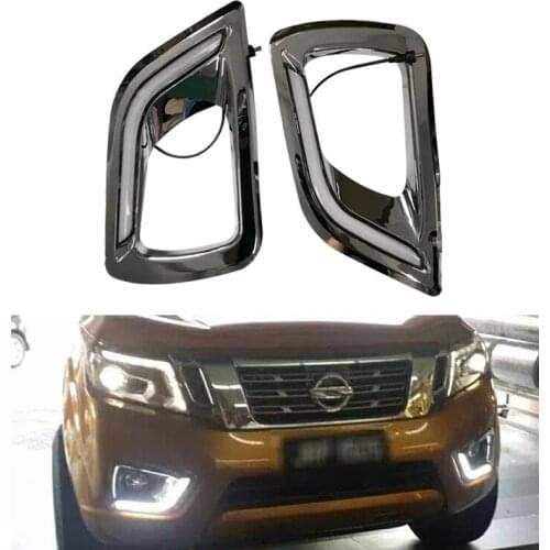 CITYCARAUTO BLACK/CHROMED LED LIGHT DRL FOG LAMP COVER CAR STYLING FIT FOR NAVARA NP300 2015-2018 CAR