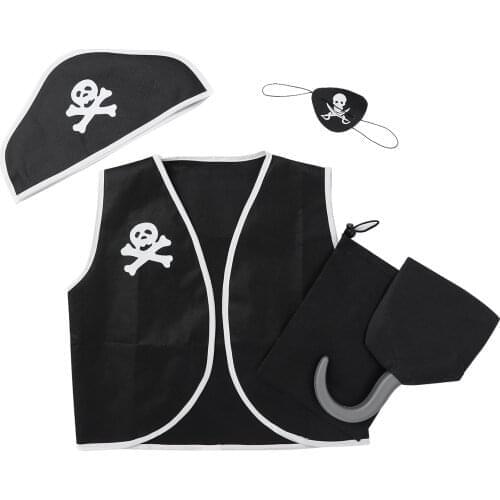 Kids Halloween Pirate Costumes Fancy Cosplay Outfits Carnival Birthday Role Play Dress Up Set Boys Girls Photo Props Decorations