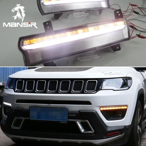 12V LED Daytime Running Light Daylights ABS Car DRL For Jeep Compass 2016 2017 2018 2019 Headlamp Signal headlight Auto Foglamps